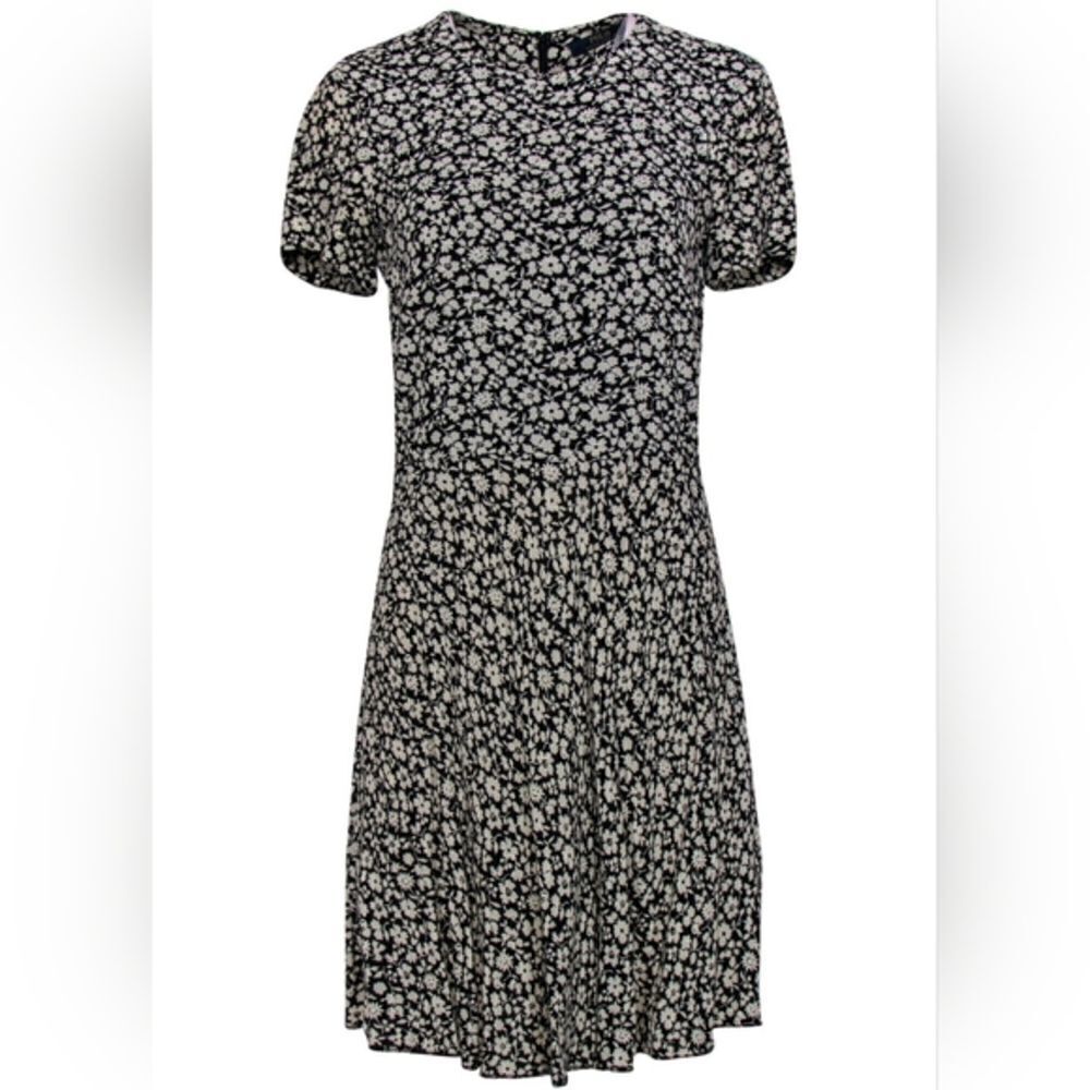 Polo Ralph Lauren Black & White Floral Fit and Flare Dress Size 2